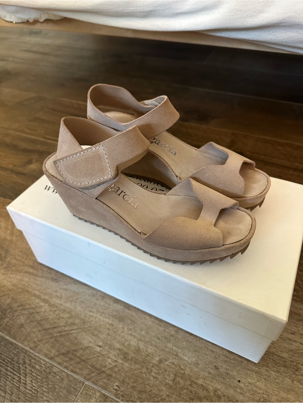 Pedro Garcia Fama Tan Suede Wedge Sandals
